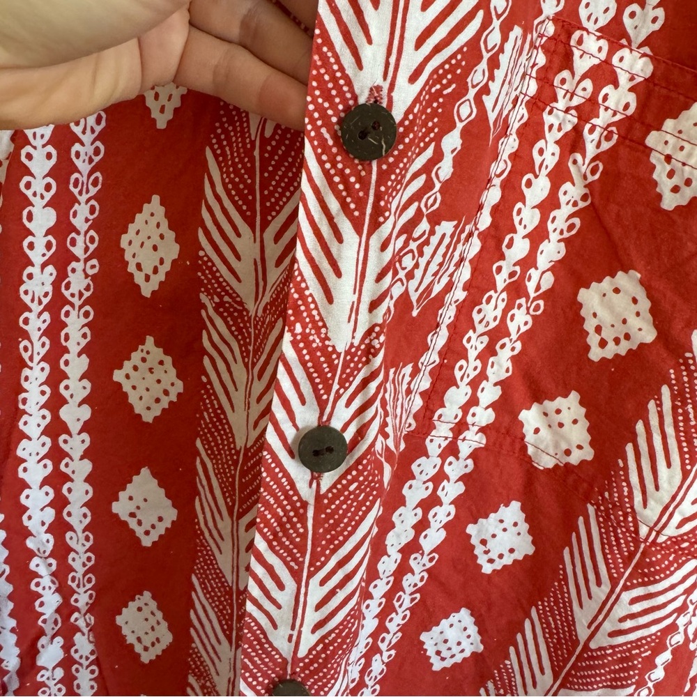 Noa Noa Red Patterned Button Down Blouse Small - image 4